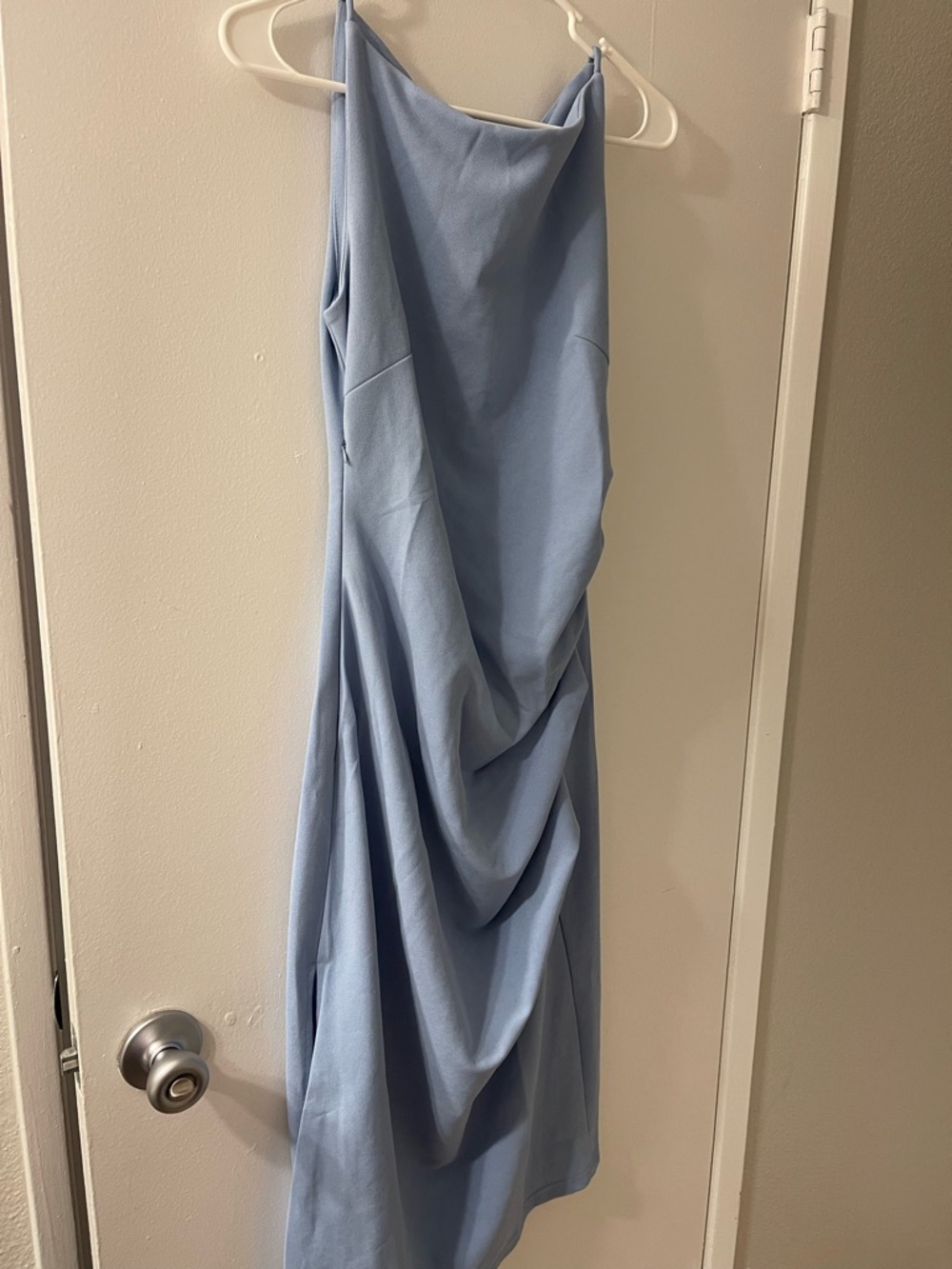Light Blue Draped Slip Dress - Picture 2 of 7